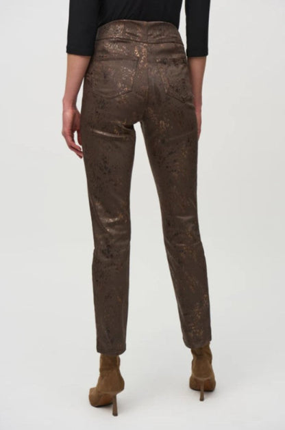 Joseph Ribkoff 244945 Brown/Multi Foiled Animal Print Denim Pants