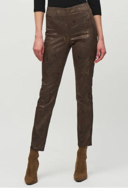 Joseph Ribkoff 244945 Brown/Multi Foiled Animal Print Denim Pants