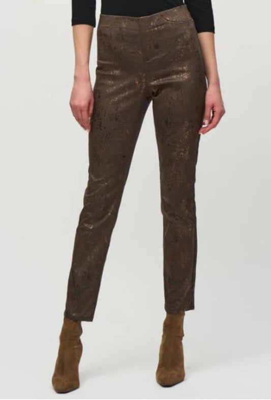 Joseph Ribkoff 244945 Brown/Multi Foiled Animal Print Denim Pants