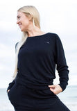 Live.A Style 7123 Black Simple Wave Crew Neck