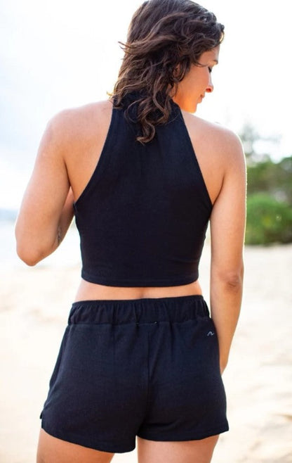 Live.A Style 7122 Black Enakai Crop Top