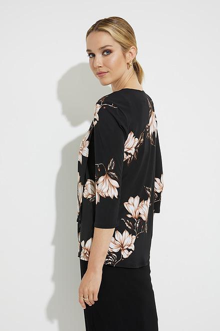 Joseph Ribkoff 224301 Black/Multi Floral Print V-Neck Top