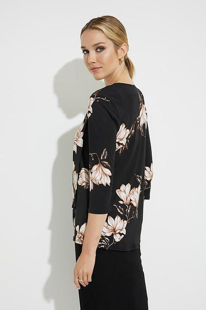 Joseph Ribkoff 224301 Black/Multi Floral Print V-Neck Top