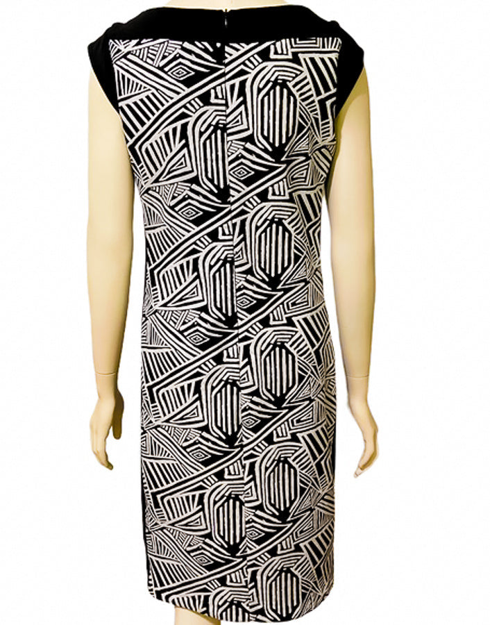 Black, Black & White, Dresses, inventory, Print, Short Sleeve, Sleeveless, Slim fit, Stretch fabric, White - August Brock Fashions