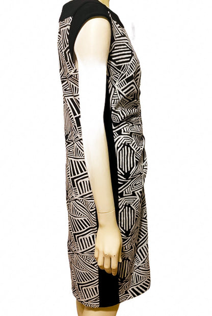 Black, Black & White, Dresses, inventory, Print, Short Sleeve, Sleeveless, Slim fit, Stretch fabric, White - August Brock Fashions