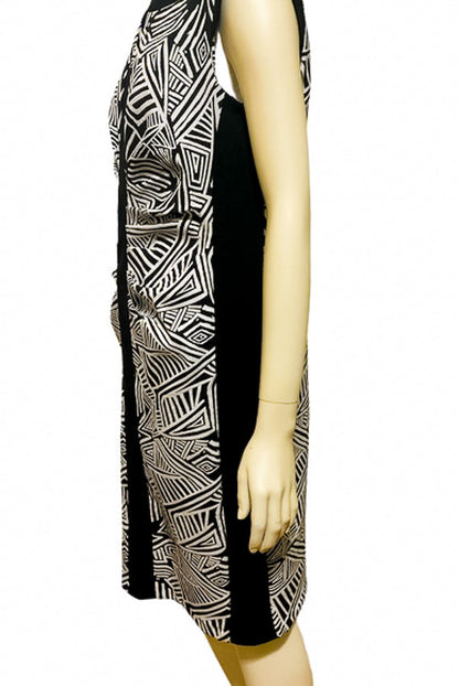 Black, Black & White, Dresses, inventory, Print, Short Sleeve, Sleeveless, Slim fit, Stretch fabric, White - August Brock Fashions