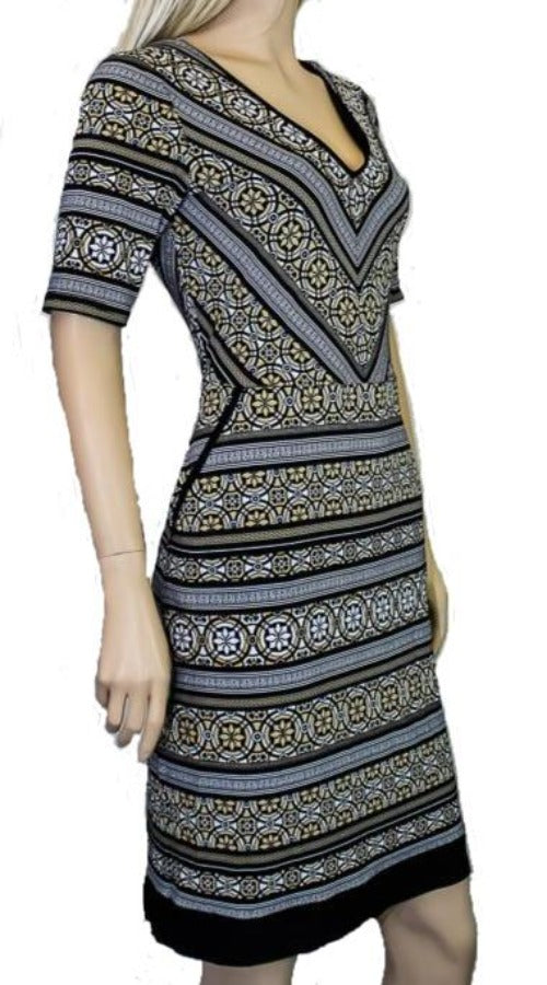 Black, Dresses, inventory, Multi-color, Print, Short Sleeve, Slip-on, Stretch fabric - August Brock Fashions