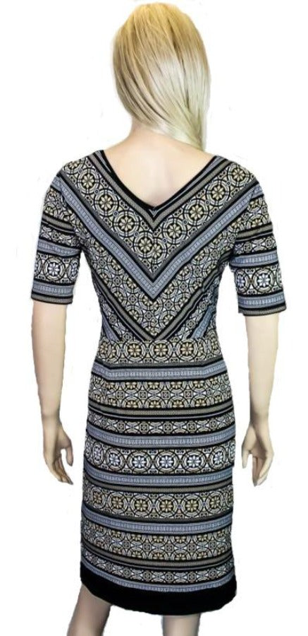 Black, Dresses, inventory, Multi-color, Print, Short Sleeve, Slip-on, Stretch fabric - August Brock Fashions