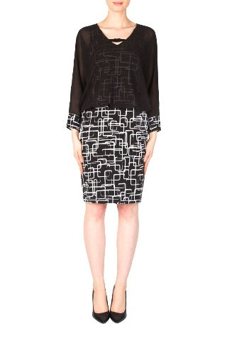 Black, Black & White, inventory, Long Sleeve, Print, Sheer, Slip-on, White - August Brock Fashions