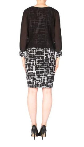 Black, Black & White, inventory, Long Sleeve, Print, Sheer, Slip-on, White - August Brock Fashions