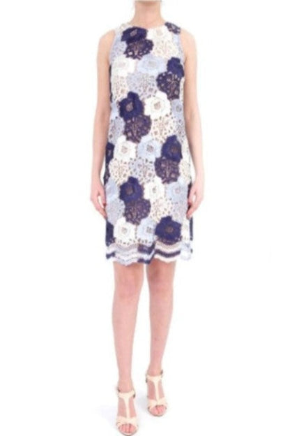 Joseph Ribkoff Navy/Multi-Color Sleeveless Dress with Floral Embroidery 182515