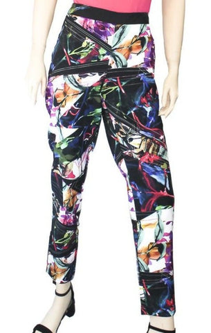 Black, Multi-color, Pants, Print, Slip-on, Straight leg, Stretch fabric - August Brock Fashions