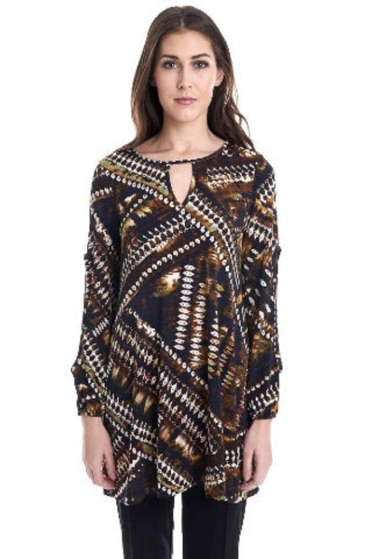 Brown, inventory, Long Sleeve, Multi-color, Print, Tops - August Brock Fashions