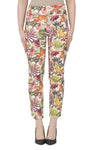 Cropped, Ivory, Multi-color, Pants, Print, Slip-on, Straight leg, Stretch fabric - August Brock Fashions