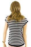 Tricotto Multi-Color Knit Short Sleeve Top with Stripes 611