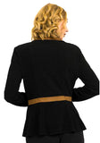 Joseph Ribkoff Black Textured Jacket with Brown Snakeskin and Faux Suede Collar 193440