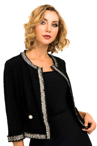 Black, Gold, Jackets, Long Sleeve, Pearls, White - August Brock Fashions