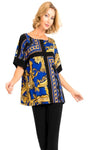 Black, Blue, Gold, inventory, Print, Short Sleeve, Tops - August Brock Fashions