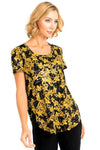 Black, Gold, inventory, Metallic, Print, Short Sleeve, Tops - August Brock Fashions