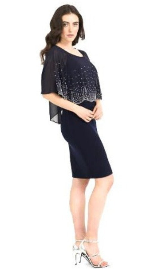 Blue, Dresses, Dressy, inventory, Navy, Rhinestone, Sheer - August Brock Fashions
