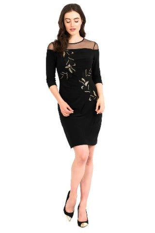 Black, Dresses, Dressy, Gold, inventory, Long Sleeve, Sequin, Sheer - August Brock Fashions