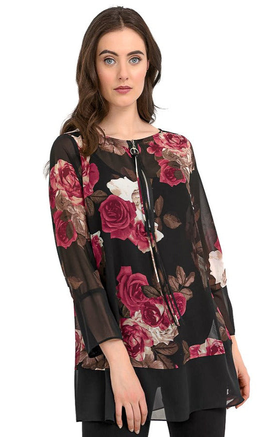 Black, Long Sleeve, Multi-color, new.bc, Print, Sets, Sheer, Tops, Wine - August Brock Fashions