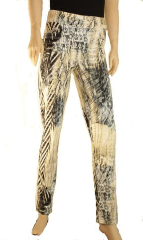 Grey, Ivory, Pants, Print, Slip-on, Stretch fabric, Yellow - August Brock Fashions