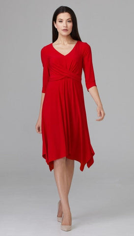 Joseph Ribkoff Lipstick Red Handkerchief Hem Dress 201295