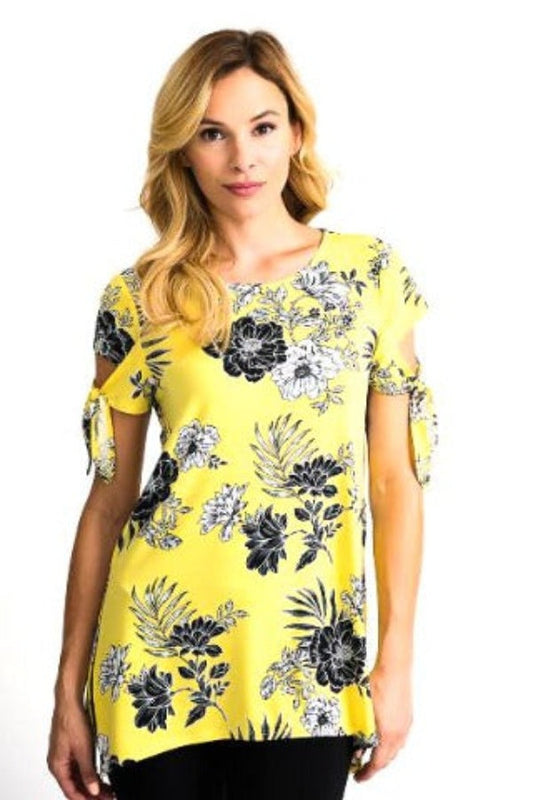Black, inventory, Print, Short Sleeve, Tops, Yellow - August Brock Fashions