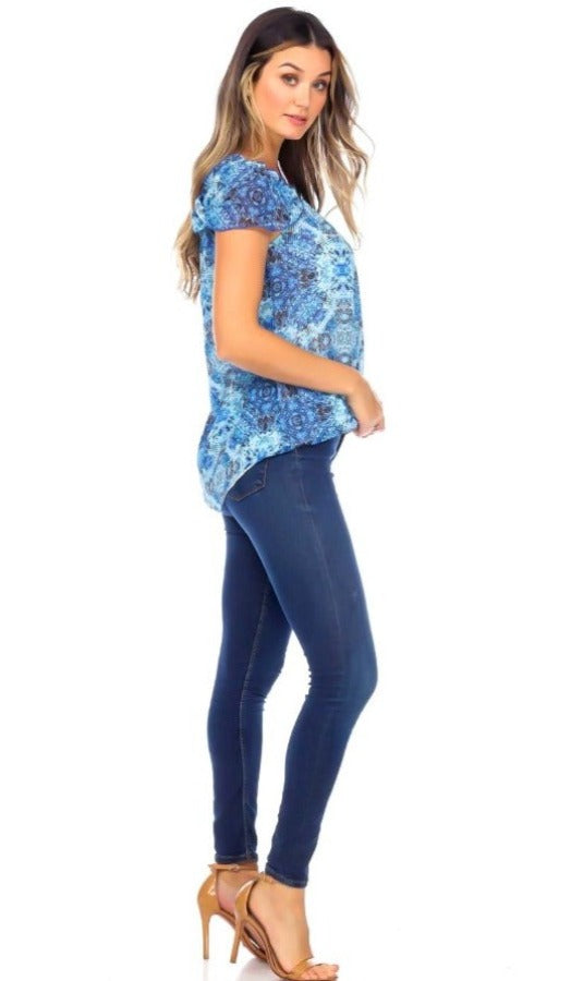 Blue, inventory, Print, Short Sleeve, Tops - August Brock Fashions