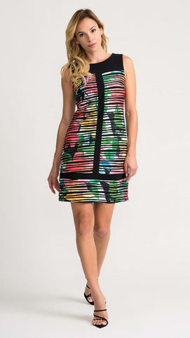 Joseph Ribkoff Multi-Color Striped Floral Print Dress 202361