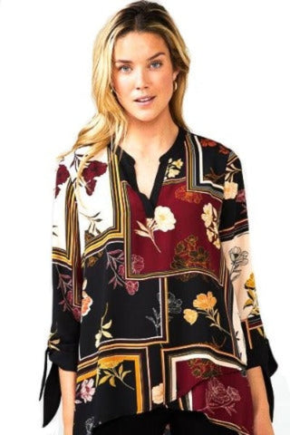 Black, inventory, Long Sleeve, Multi-color, Print, Tops, Wine - August Brock Fashions