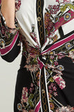 Joseph Ribkoff Black/White/Multi-Color Floral Geometric Print Shirt Dress 211024