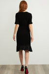 Joseph Ribkoff Black Pleated Hem Short Sleeve Textured Dress 211035