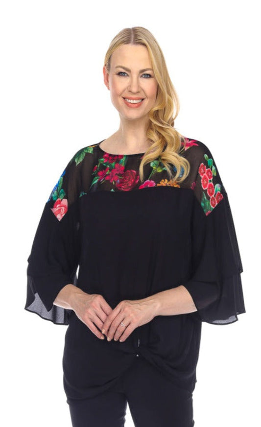 Black, inventory, Long Sleeve, Multi-color, New A, Print, Sheer, Tops - August Brock Fashions