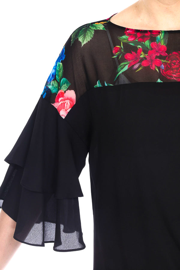 Black, inventory, Long Sleeve, Multi-color, New A, Print, Sheer, Tops - August Brock Fashions