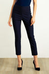 Joseph Ribkoff 211241 Midnight Blue Embroidered Side Trim Pull On Slim Straight Cropped Pants