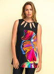 Black, Multi-color, New A, new.bc, Print, Sleeveless, Stretch fabric, Tops - August Brock Fashions