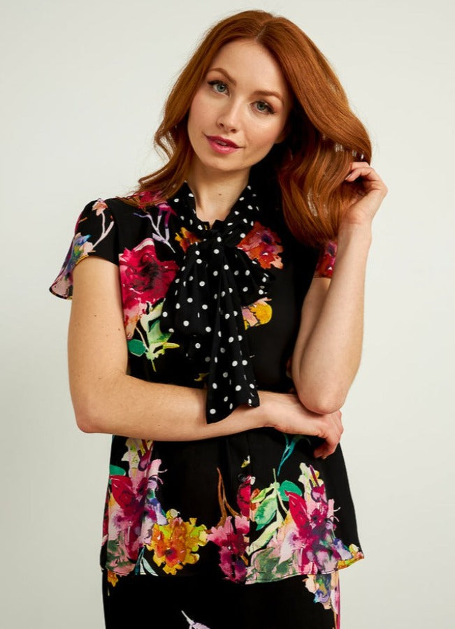 Black, inventory, Multi-color, new.bc, Polka dots, Rhinestone, Short Sleeve, Tops - August Brock Fashions