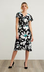 Joseph Ribkoff Black/Multi-Color Mock-Wrap Dress 212164