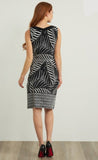 Joseph Ribkoff Black/Vanilla Palm Print Sleeveless Dress 212187
