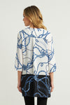 Joseph Ribkoff Black/Multi-Color Chain Print 3/4 Split Sleeves Tunic Top 212209