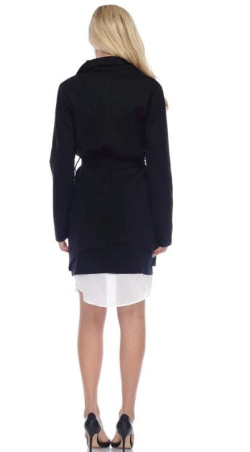 Joseph Ribkoff Black Belted Waist Cover Up Jacket 204266/213058