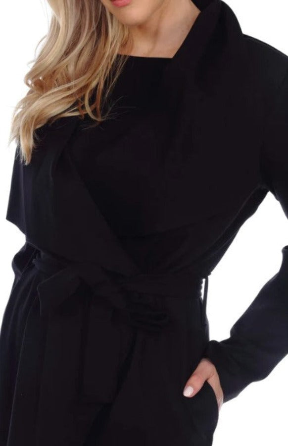 Joseph Ribkoff Black Belted Waist Cover Up Jacket 204266/213058