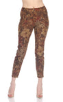Frank Lyman Tan/Multi-Color Floral Reversible Skinny Cropped Jeans 213122U