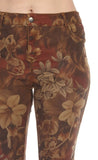 Frank Lyman Tan/Multi-Color Floral Reversible Skinny Cropped Jeans 213122U