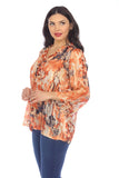 Long Sleeve, New A, new.bc, newest, Orange, Print, Sheer, Tops - August Brock Fashions