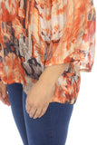 Long Sleeve, New A, new.bc, newest, Orange, Print, Sheer, Tops - August Brock Fashions