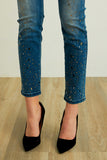 Blue, Jeans, New A, newest, Pants, Rhinestone, Straight leg, Stretch fabric, Studs - August Brock Fashions