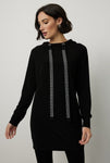 Joseph Ribkoff Black Embellished Long Sleeve Hooded Tunic Top 214232